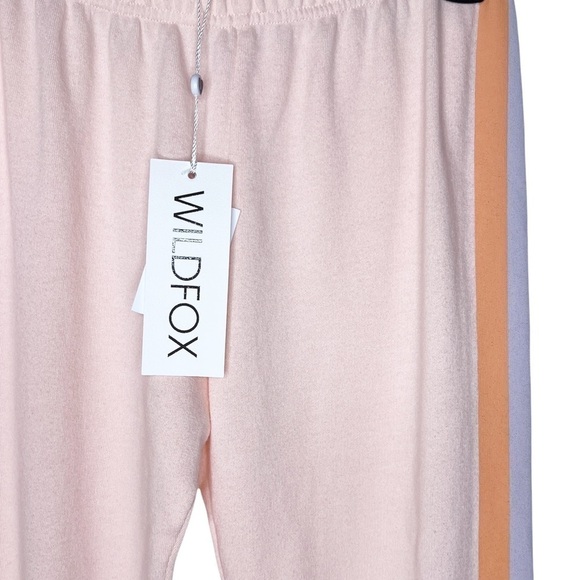 WILDFOX NWT Retro Grapefruit Striped Knox Jogger Pants Size Medium in Pink Salt - Picture 8 of 14